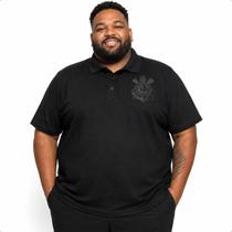 Camisa Polo Corinthians Masculina Plus Size Preta Camisa Polo Corinthians Masculina Plus Size Preta