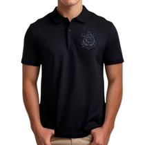 Camisa Polo Corinthians Masculina Preta Licienciado