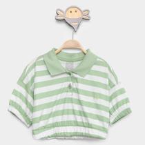 Camisa Polo Cropped Infantil Hering Kids Listrada Manga Curta Menina