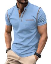 Camisa polo de golfe Breeze Classic de manga curta para homens azul celeste