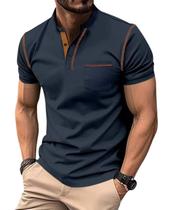 Camisa polo de golfe Breeze Classic de manga curta para homens azul marinho