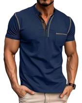 Camisa polo de golfe Breeze para homens clássica de manga curta azul cinza