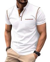 Camisa polo de golfe Breeze para homens clássica de manga curta branca