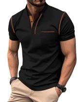 Camisa polo de golfe Breeze para homens clássica de manga curta preta