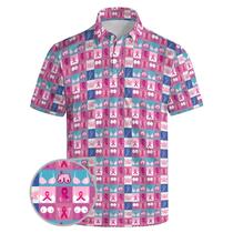 Camisa polo de golfe HOMNY Funny Ball com estampa 3D rosa XXL masculina Camisa polo de golfe HOMNY Funny Ball com estampa 3D rosa XXL masculina