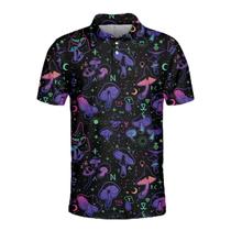Camisa polo de golfe Pigmoo Funny Mushroom Neon Magic para homens Camisa polo de golfe Pigmoo Funny Mushroom Neon Magic para homens