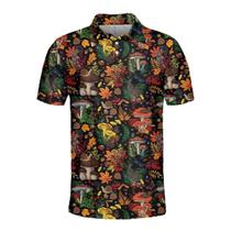 Camisa polo de golfe Pigmoo Funny Mushroom Tropical para homens Camisa polo de golfe Pigmoo Funny Mushroom Tropical para homens