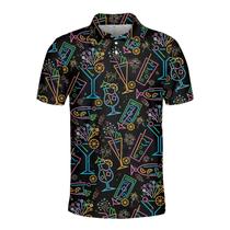 Camisa polo de golfe Pigmoo Funny Neon Drink para homens Camisa polo de golfe Pigmoo Funny Neon Drink para homens