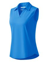 Camisa polo de golfe sem mangas MAGCOMSEN para mulheres Azure