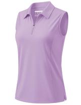 Camisa polo de golfe sem mangas MAGCOMSEN UPF 50+ para mulheres roxa