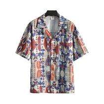 Camisa Polo De Verão Com Estampa Impressionista E Gola Cubana, Manga Curta, De Alta Qualidade Para