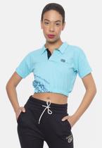Camisa Polo Ecko Feminina Cropped Especial Azul Claro