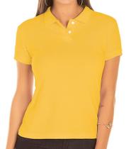 Camisa Polo Feminina Amarelo - P.A. - Tecido de Malha Piquet