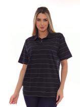 Camisa Polo Feminina Oversized Listrada