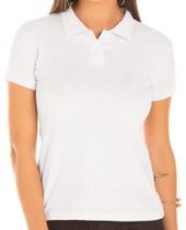 Camisa Polo Feminina P.A. Branca - Tecido de Malha Piquet
