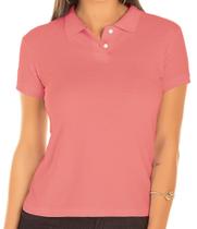 Camisa Polo Feminina Salmão - P.A. - Tecido de Malha Piquet