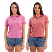 Camisa Polo Feminina Viscose Manga Curta Kit 2 Casual - John Pull