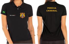 Camisa Polo Feminino PERÍCIA CRIMINAL Bordado - Tecido de Malha Piquet Camisa Polo Feminino PERÍCIA CRIMINAL Bordado - Tecido de Malha Piquet