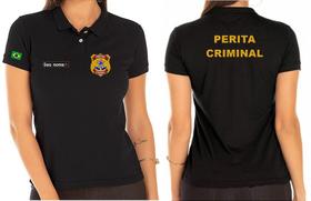 Camisa Polo Feminino PERITA CRIMINAL Bordado Personalizado Camisa Polo Feminino PERITA CRIMINAL Bordado Personalizado