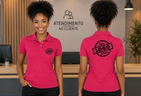 Camisa Polo Feminino Personalizada com Bordado da Sua Logomarca no Peito e Costas