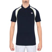 Camisa Polo Fila Backspin Short Sleeve Marinho Branco e Amarelo