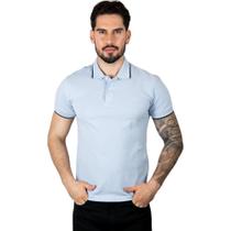 Camisa Polo Forum Frisos Azul Claro