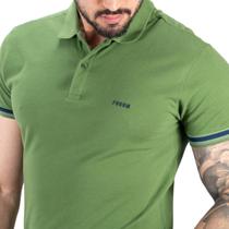 Camisa Polo Forum Verde Musgo Listra Azul