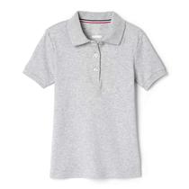Camisa polo French Toast de manga curta para meninas cinza mesclado Camisa polo French Toast de manga curta para meninas cinza mesclado