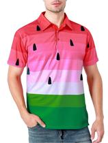 Camisa polo Funny World com estampa de melancia para homens tamanho M