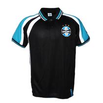 Camisa Polo Grêmio Flatten Masculina - Preto e Turquesa