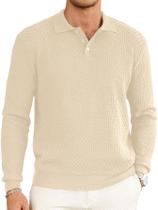 Camisa polo Hardaddy Knit para homens de manga comprida com botões