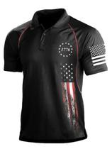 Camisa polo HARGLESMAN 1776 Dia da Independência com estampa da bandeira americana