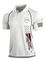 Camisa polo HARGLESMAN masculina Patriotic American Flag 2GG branca