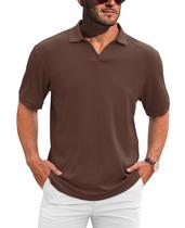Camisa polo Hodaweislop masculina de malha com decote em V tamanho XXXL