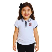Camisa Polo Infantil Corinthians Feminina Oficial