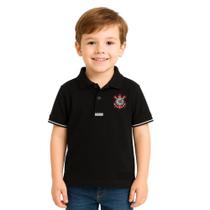 Camisa Polo Infantil Corinthians Preta Oficial