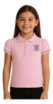 Camisa Polo Infantil Corinthians Rosa Oficial escudo bordado Camisa Polo Infantil Corinthians Rosa Oficial escudo bordado
