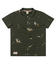 Camisa Polo Infantil Dinos Trick Nick Cinza