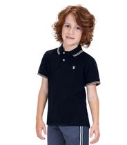 Camisa Polo Infantil Em Piquet Trick Nick Azul