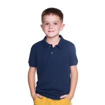 Camisa Polo Infantil Manga Curta Básica Malha Azul Marinho Have Fun