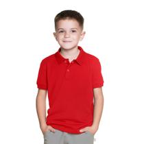 Camisa Polo Infantil Manga Curta Básica Malha Vermelha Have Fun