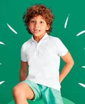 Camisa Polo Infantil Menino Branca com Punho em Meia Malha Algodão- Malwee Kids
