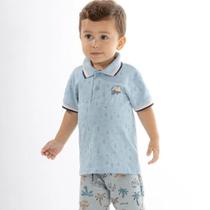 Camisa Pólo Infantil Menino Mangas Curtas Azul Pastel Summer - Biogás