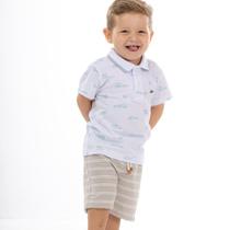 Camisa Pólo Infantil Menino Mangas Curtas Explorer Branco Tam 2 a 3 - Biogás