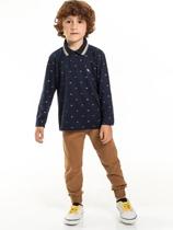 Camisa Pólo Infantil Menino Mangas Longas Azul Marinho - Biogás Camisa Pólo Infantil Menino Mangas Longas Azul Marinho - Biogás