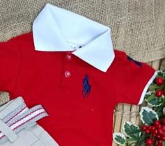 Camisa polo infantil vermelha TAM M veste de 4 á 6 anos
