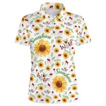 Camisa polo INZVKJLU Sunshine Sunflower para mulheres Golf Wine Camisa polo INZVKJLU Sunshine Sunflower para mulheres Golf Wine