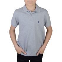 Camisa Polo Juvenil Masculina Applicato Básica Cinza Mescla