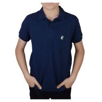 Camisa Polo Juvenil Masculina Applicato Piquet Básica Azul