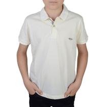 Camisa Polo Juvenil Masculina Applicato Piquet Off White Camisa Polo Juvenil Masculina Applicato Piquet Off White